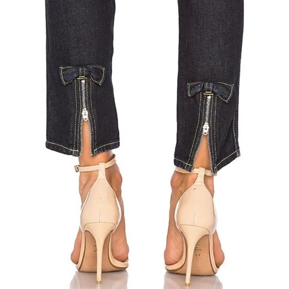 NEW Amo Womens Blue Mid Rise Bow Hem Straight Leg Ankle Jeans Size 27 - Picture 6 of 14